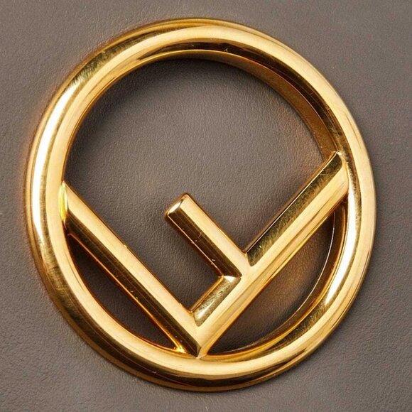 Fendi Grey Leather Kan I F Logo Shoulder Bag - Picture 8 of 12